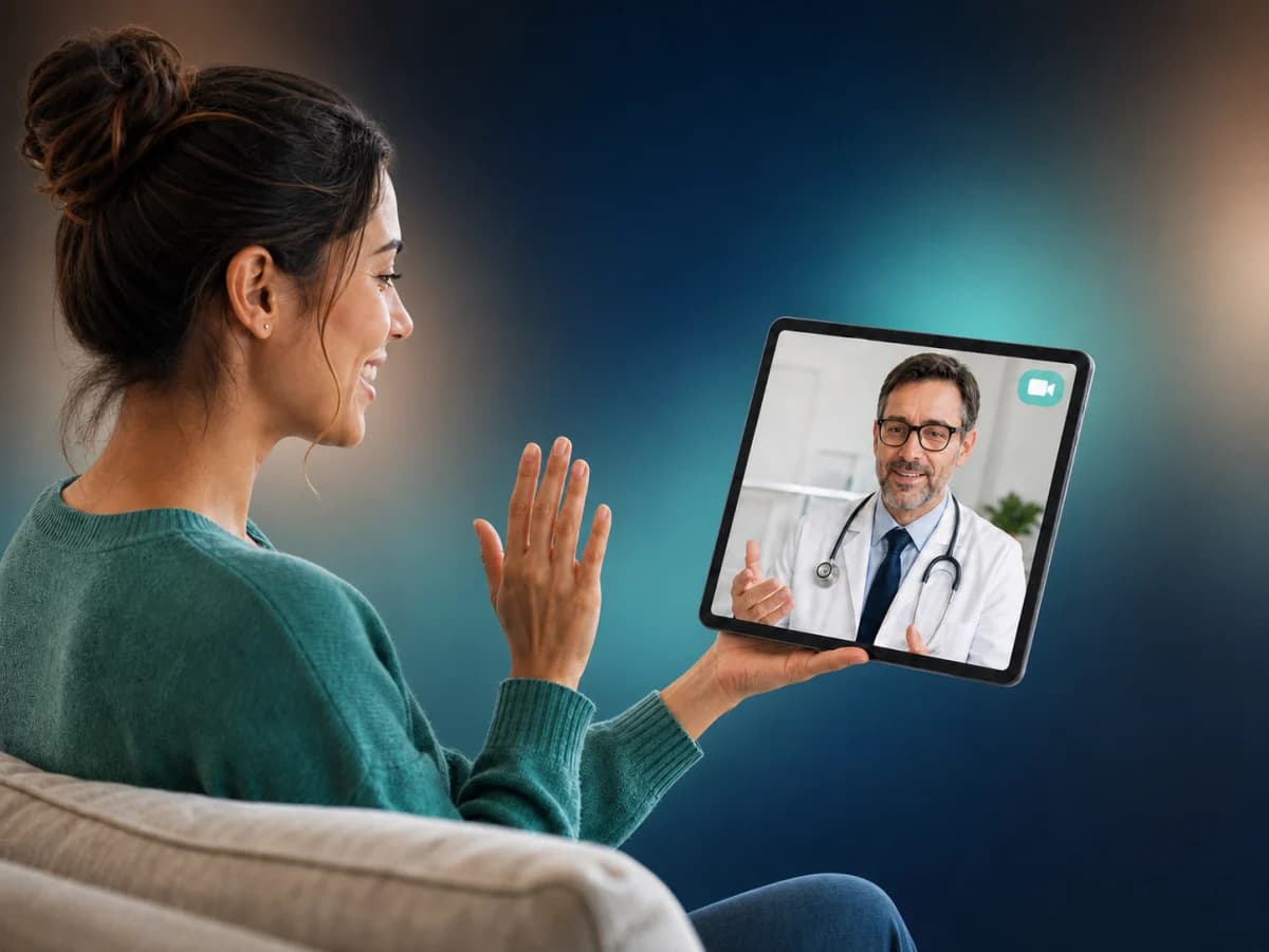 Paciente em videoconsulta com uma médica pelo celular